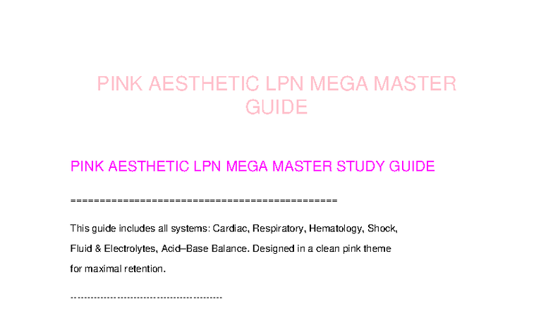 Pink Aesthetic LPN Mega Study Guide: Comprehensive Review of Systems ...