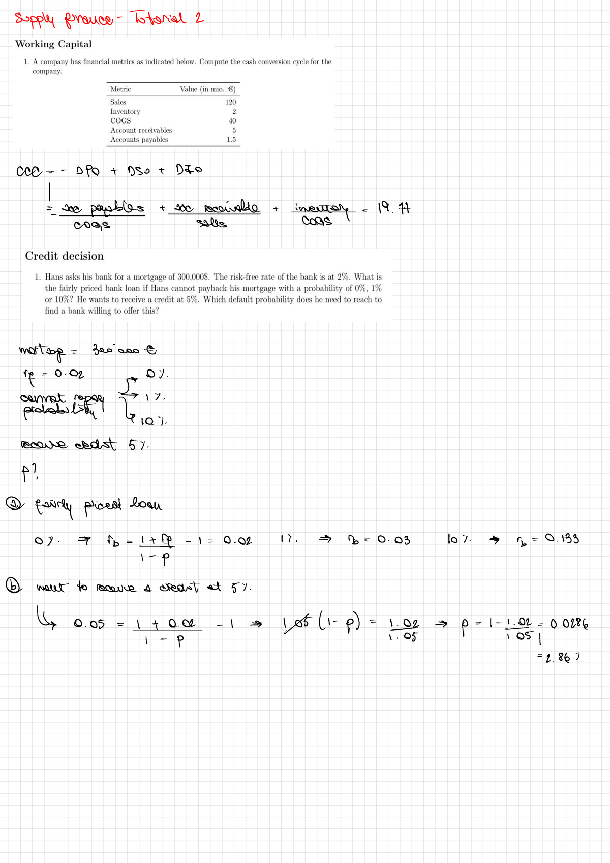 Supply Chain Management: Exercises from Tutorial 2 to 6 - Studeersnel