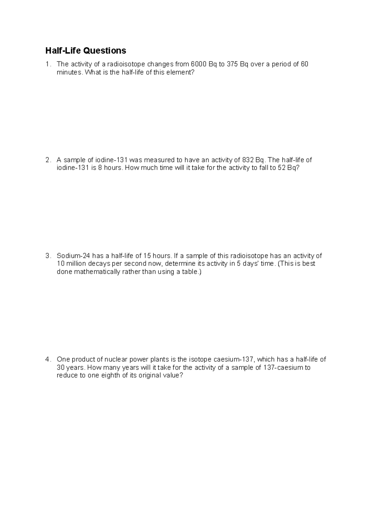 02.04a Half-Life In-Class Practice (for printing) - Half-Life Questions ...