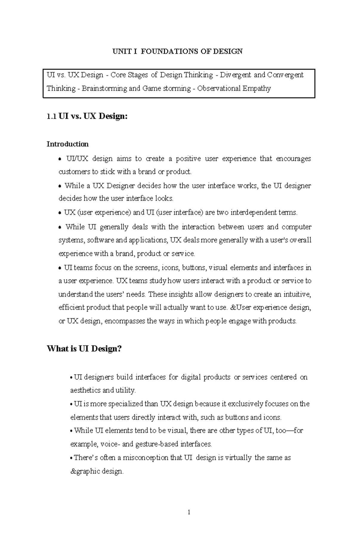 UI And UX Design Notes Final One III CSE UI Vs UX Design Core