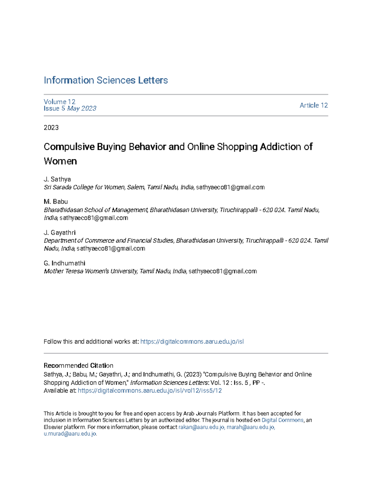Compulsive Buying Behavior & Online Shopping Addiction in Women (ISL 12 ...