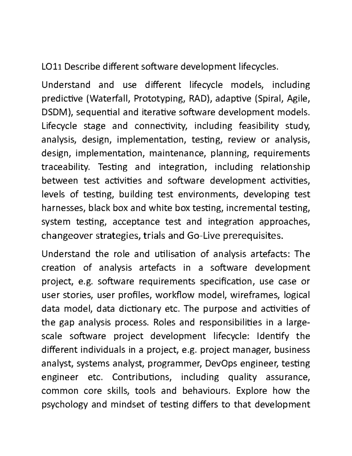 SDLC LO1: Understanding Software Development Lifecycles and Models ...