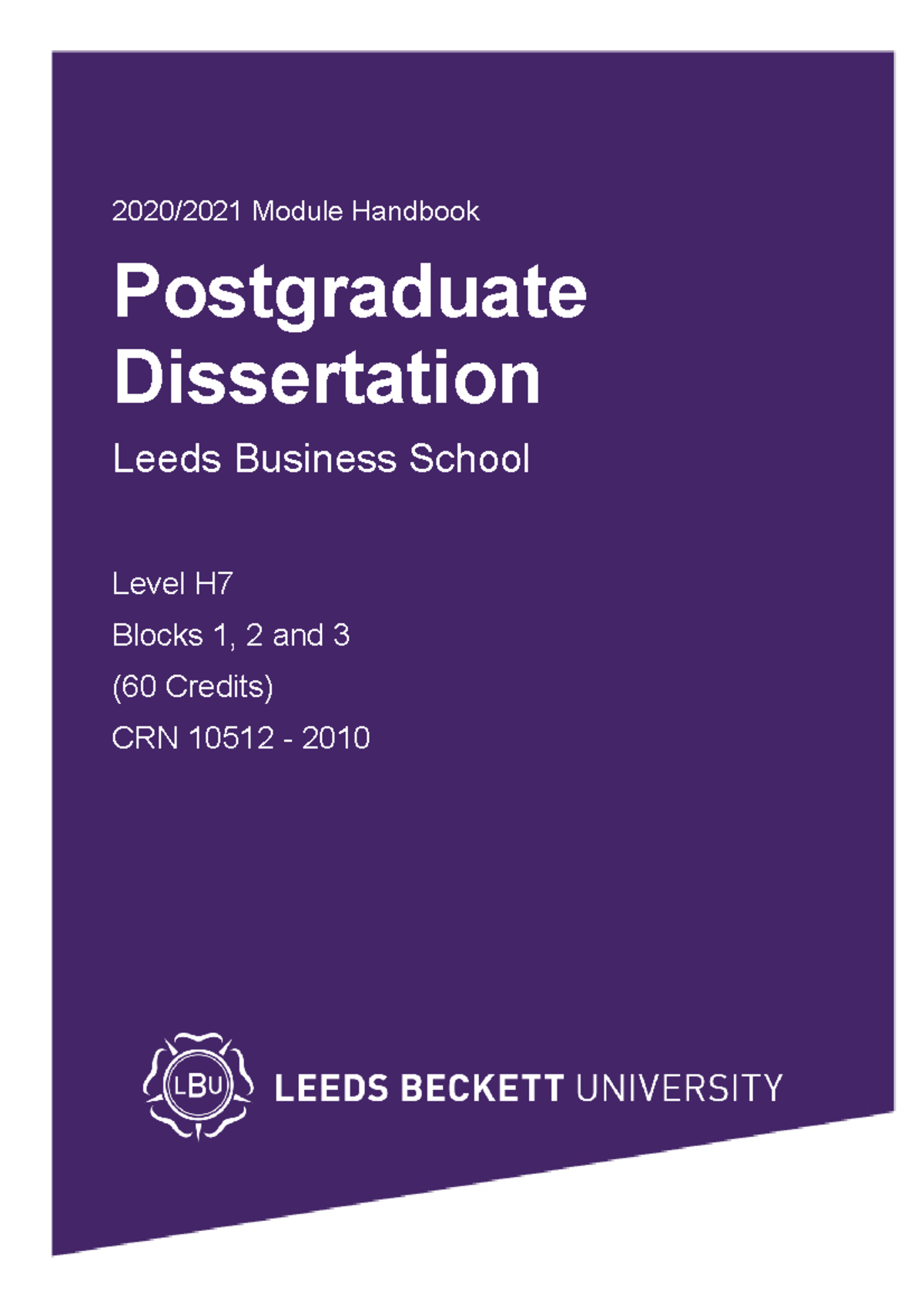 PG Dissertation Handbook Sept 2020 Starters Generic Copy - 2020/2021 ...