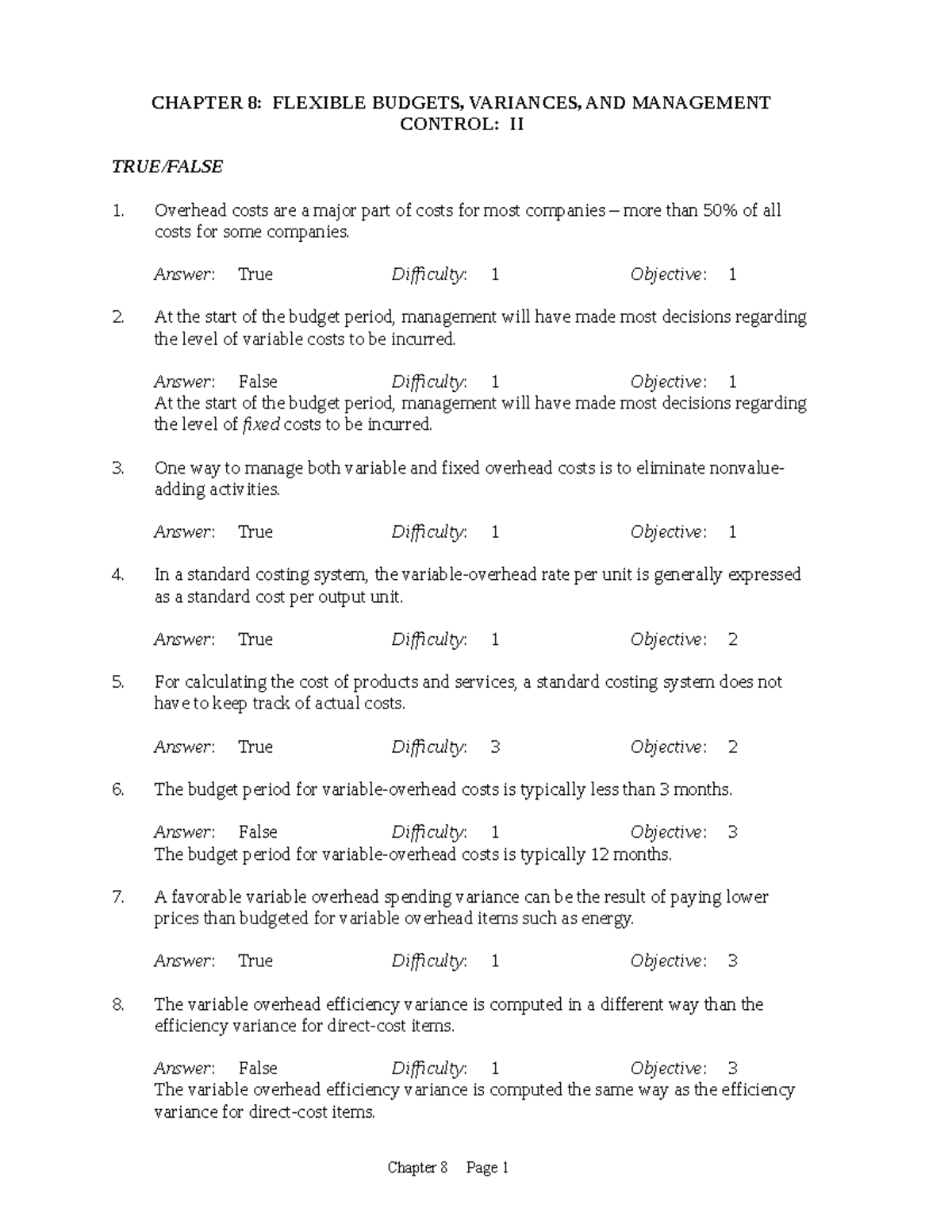MAS 8: Flexible Budgets & Variance Analysis Study Guide - Studocu