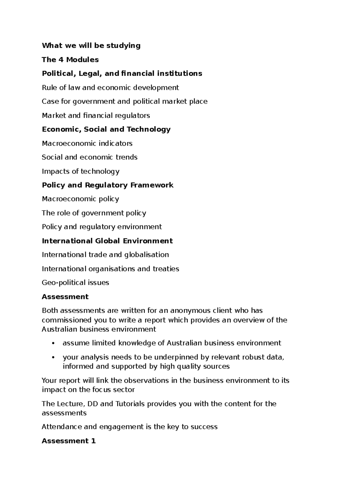 BSB108 Lecture 01 - Overview of Australian Business Environment - Studocu