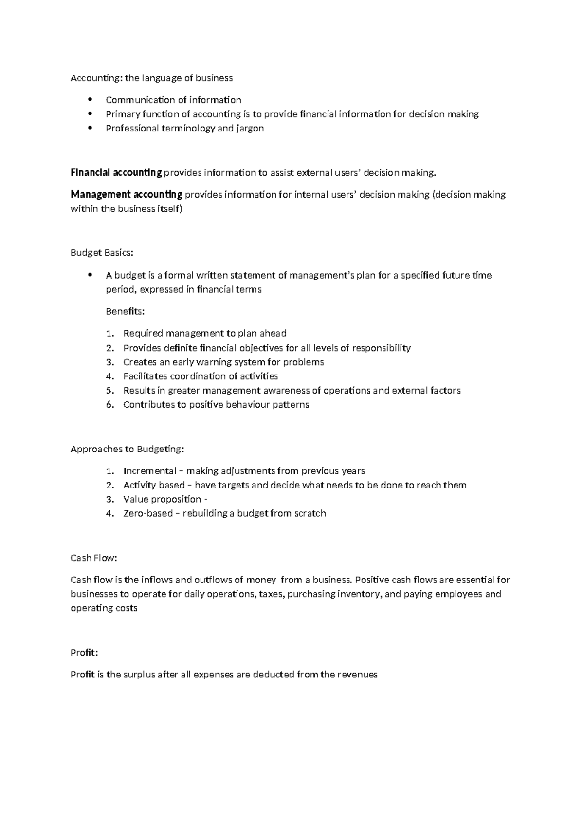 Finance 101: Lecture Notes on Accounting and Budgeting Principles - Studocu