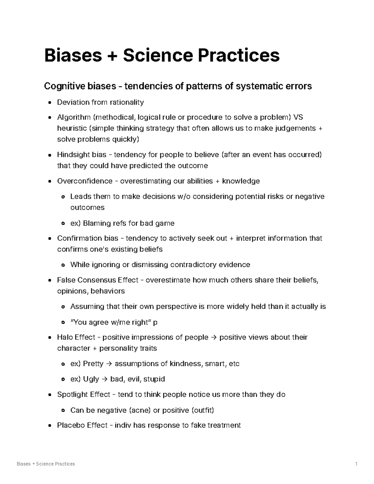 Biases and Science Practices - Biases + Science Practices Cognitive ...