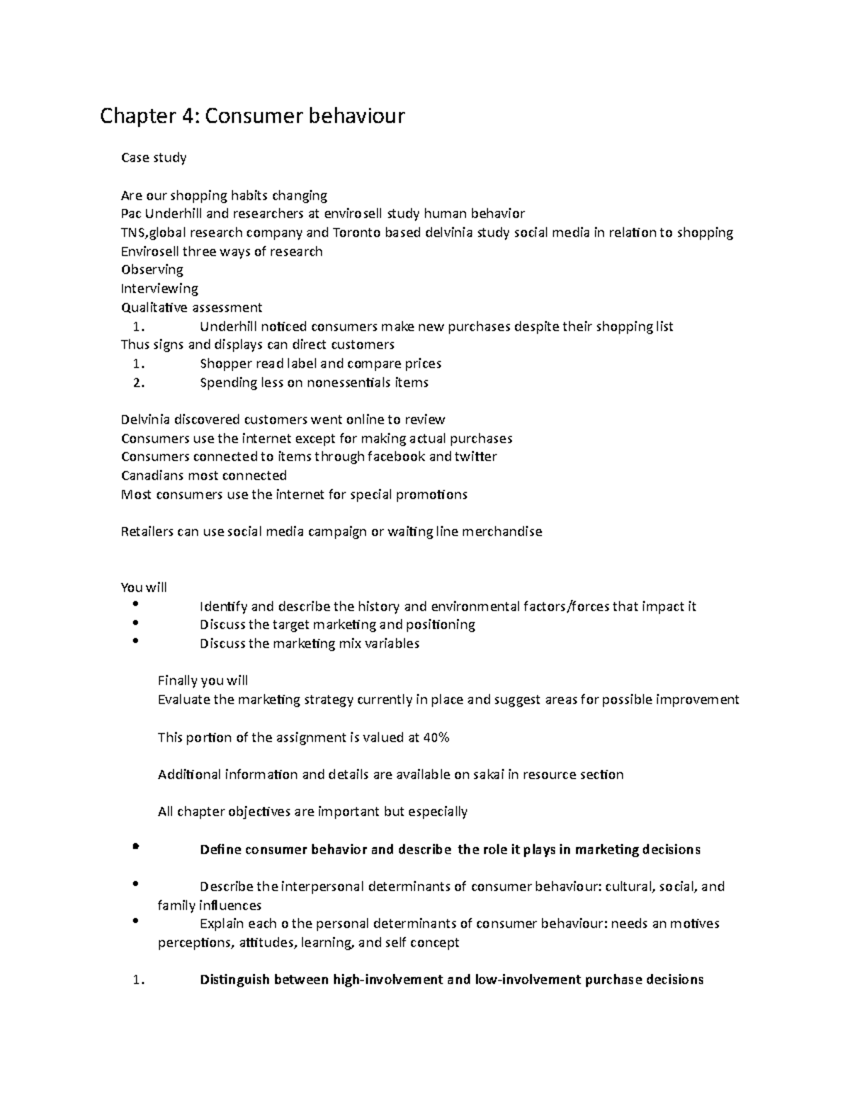 Chapter 4: Consumer Behaviour - Insights and Marketing Strategies - Studocu