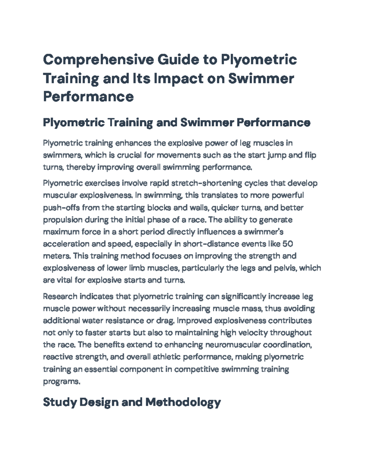 Effective Plyometric Training for Swimmer Performance Enhancement - Studocu