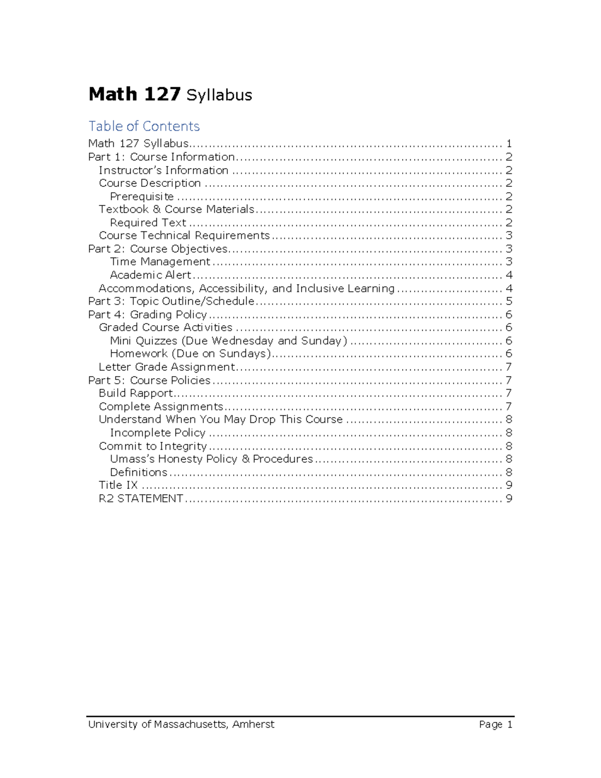 Math 127 Fall 2025 Syllabus Overview and Course Policies - Studocu