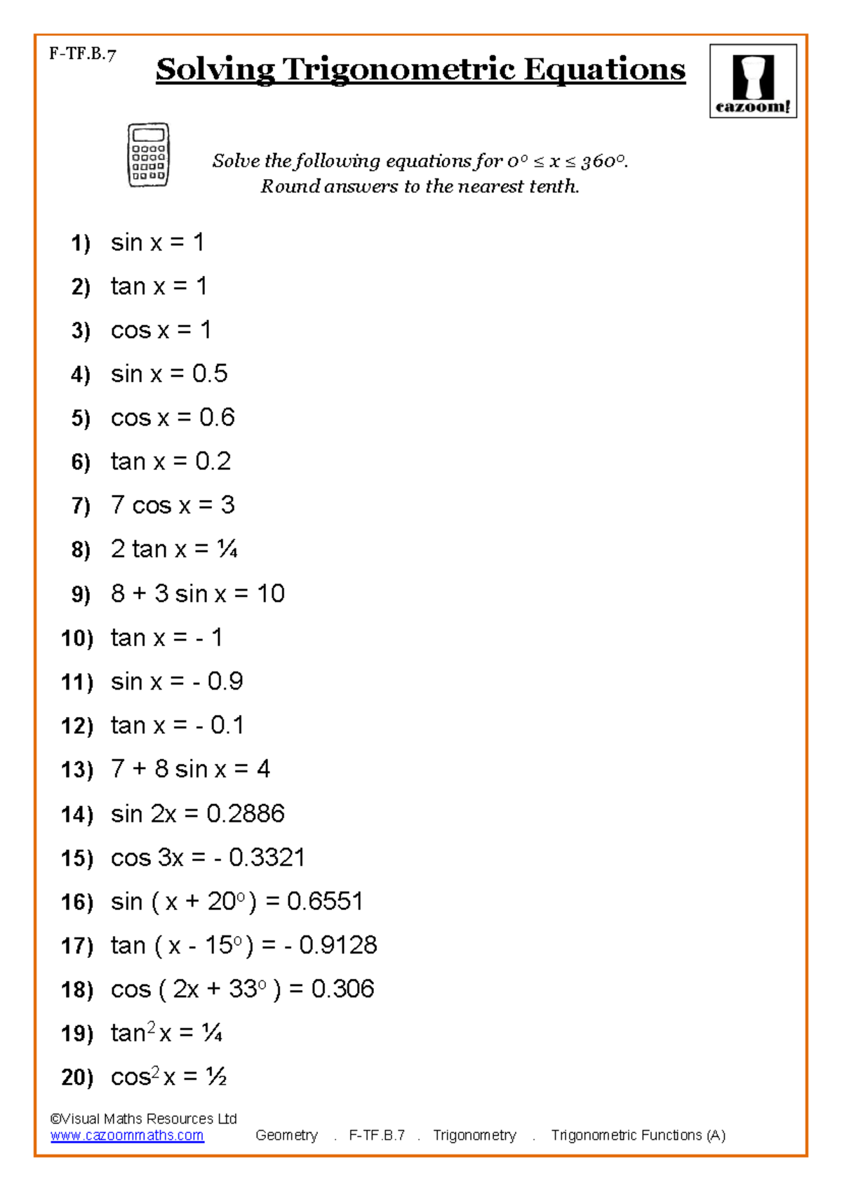 Geometry.Trigonometry.Solving Trigonometric Equations - ©Visual Maths ...