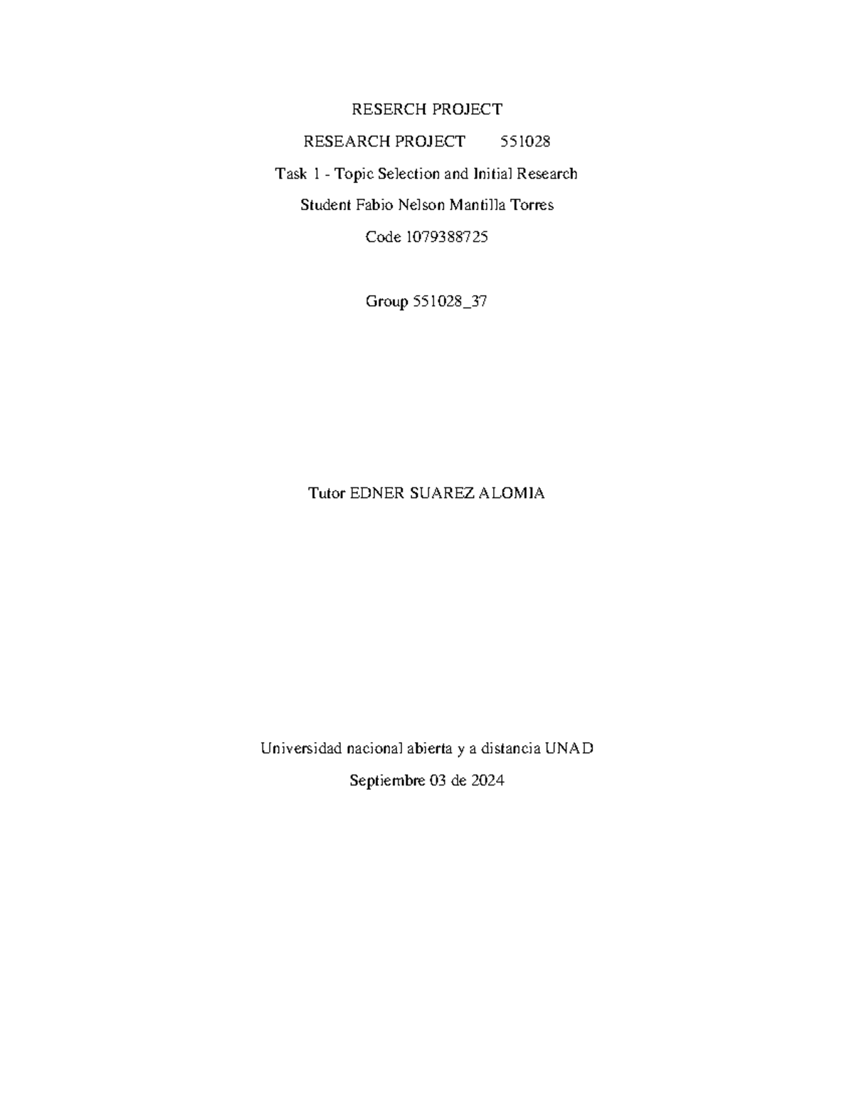 Reserch Project TASK 1 - RESERCH PROJECT RESEARCH PROJECT 551028 Task 1 ...