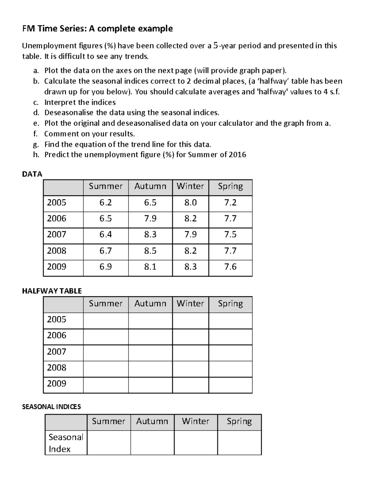 FM 3/4 Time Series: Comprehensive Example & Practice Test - Studocu