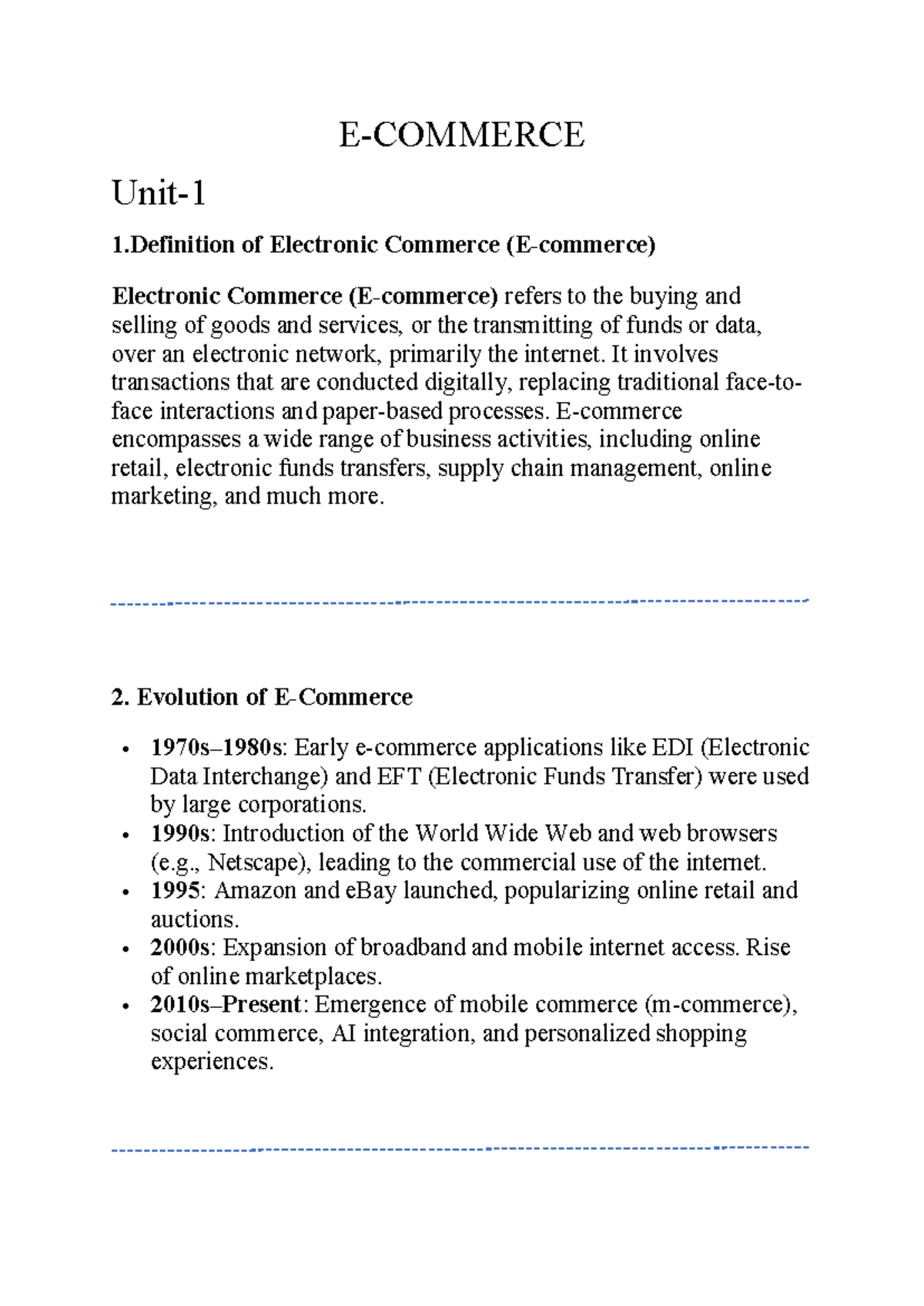 E-COMM 101: Comprehensive Notes on Electronic Commerce for BCA - Studocu