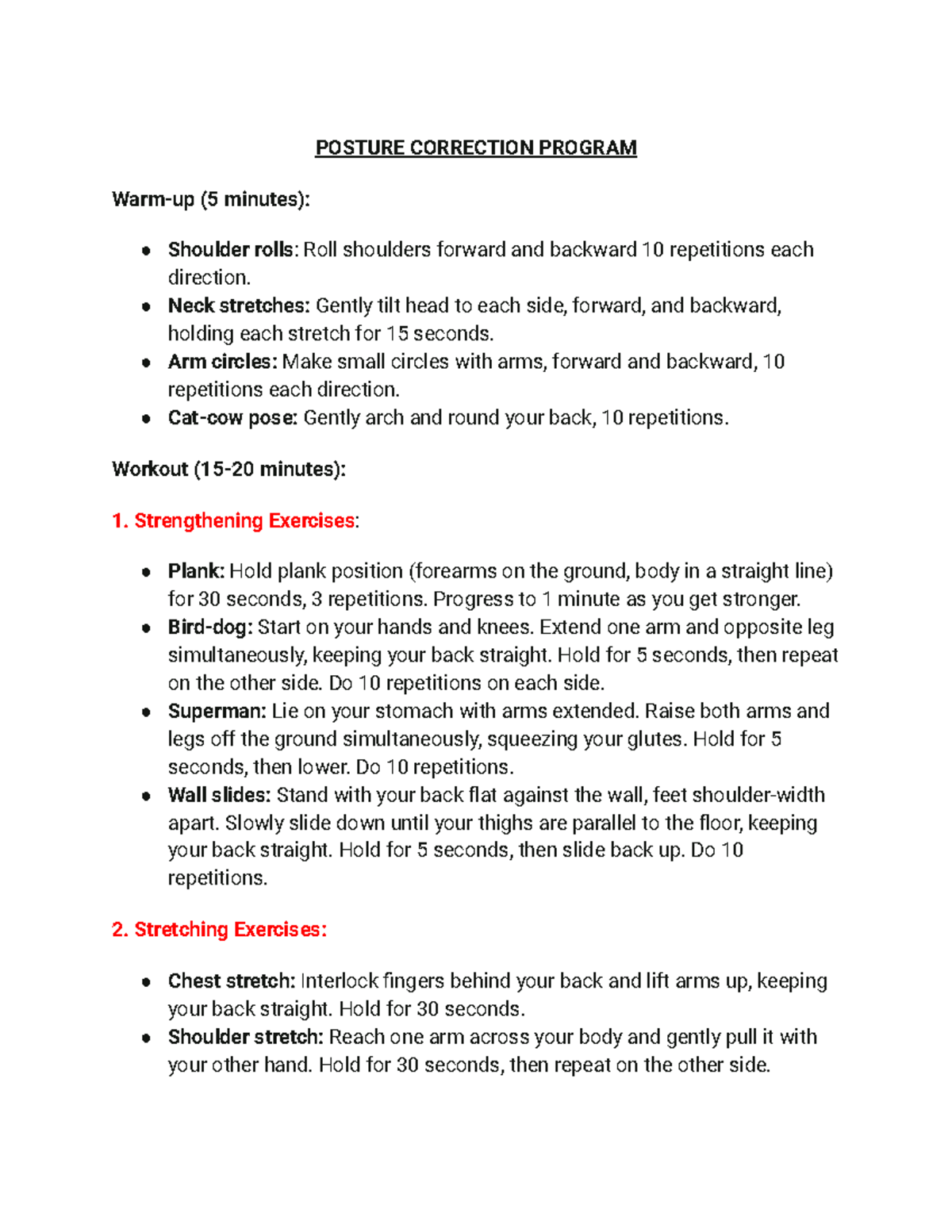 Posture Correction Program: Comprehensive Routine for Strength ...