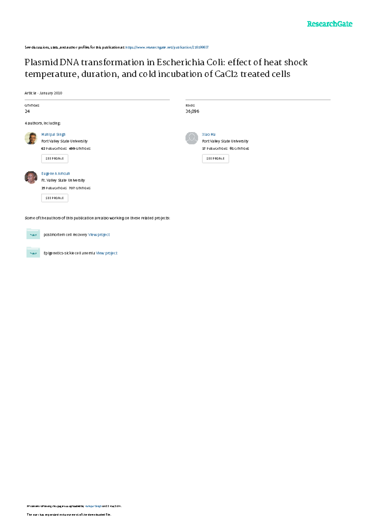 ART Plasmid DNA transformation in Escherichia Coli - See discussions ...