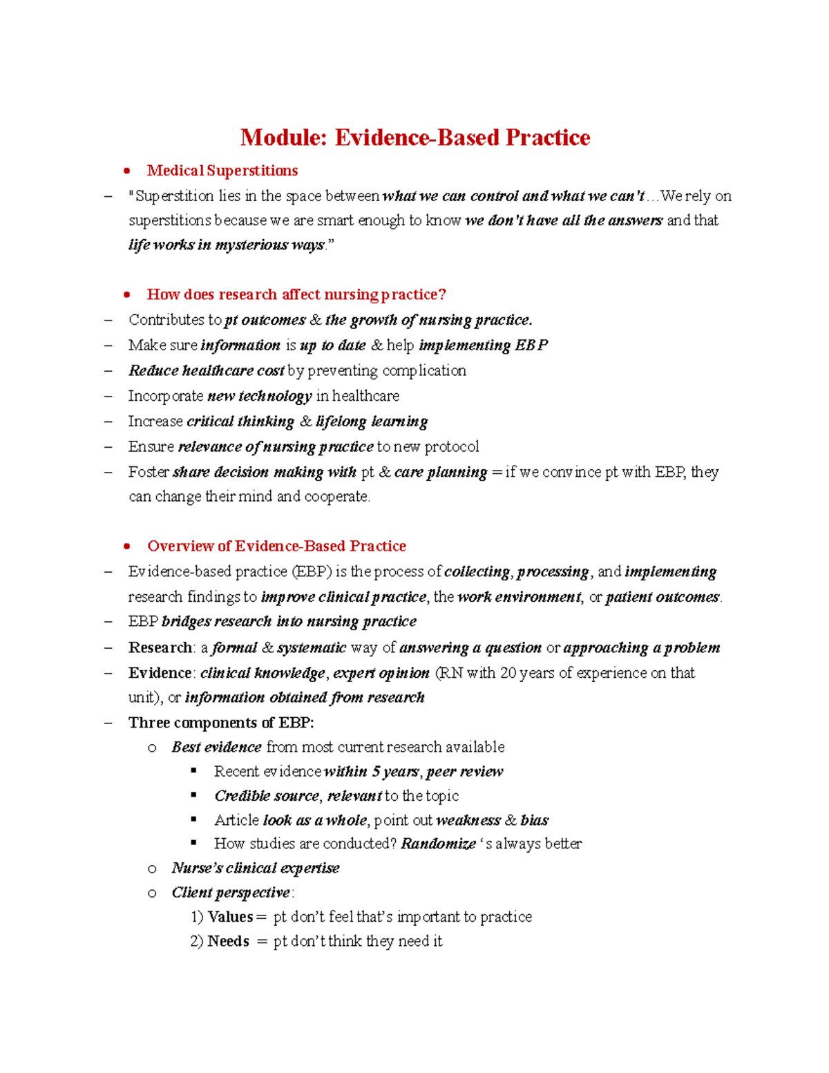 Evidence-Based Practice in Nursing: Steps, Barriers, and Implications ...