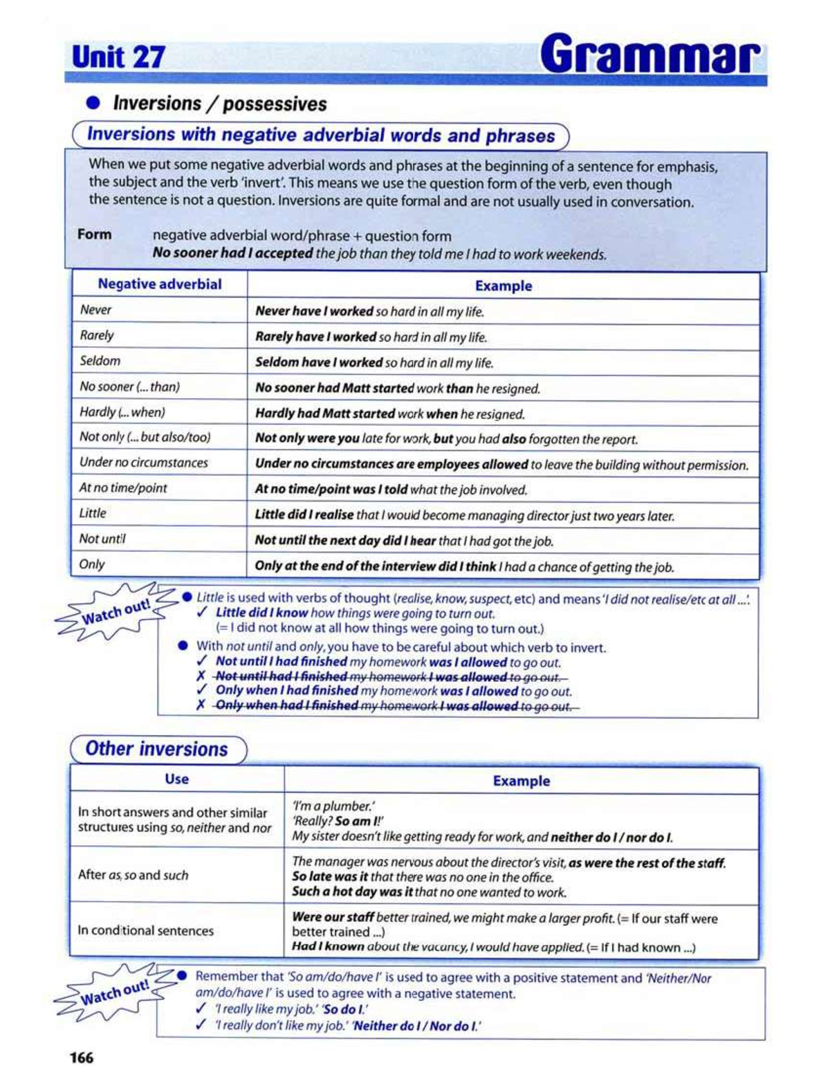 Unit 27: Grammar Inversions and Possessives - Destination B2 - Studocu