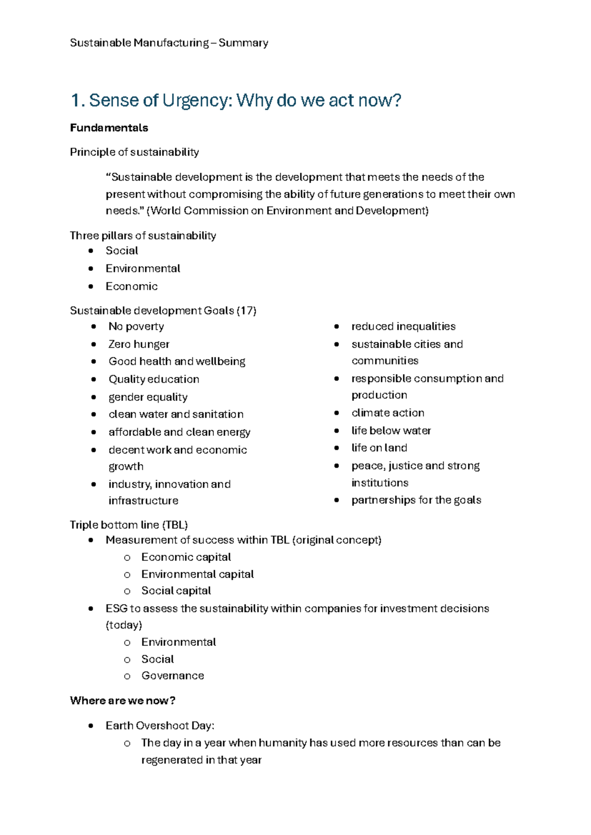 Sustainable Manufacturing Summary: Key Principles and Practices - Studocu