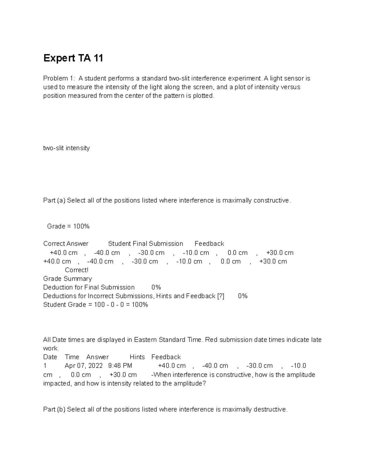 Expert TA 11 - Physics Homework Solutions and Feedback - Studocu