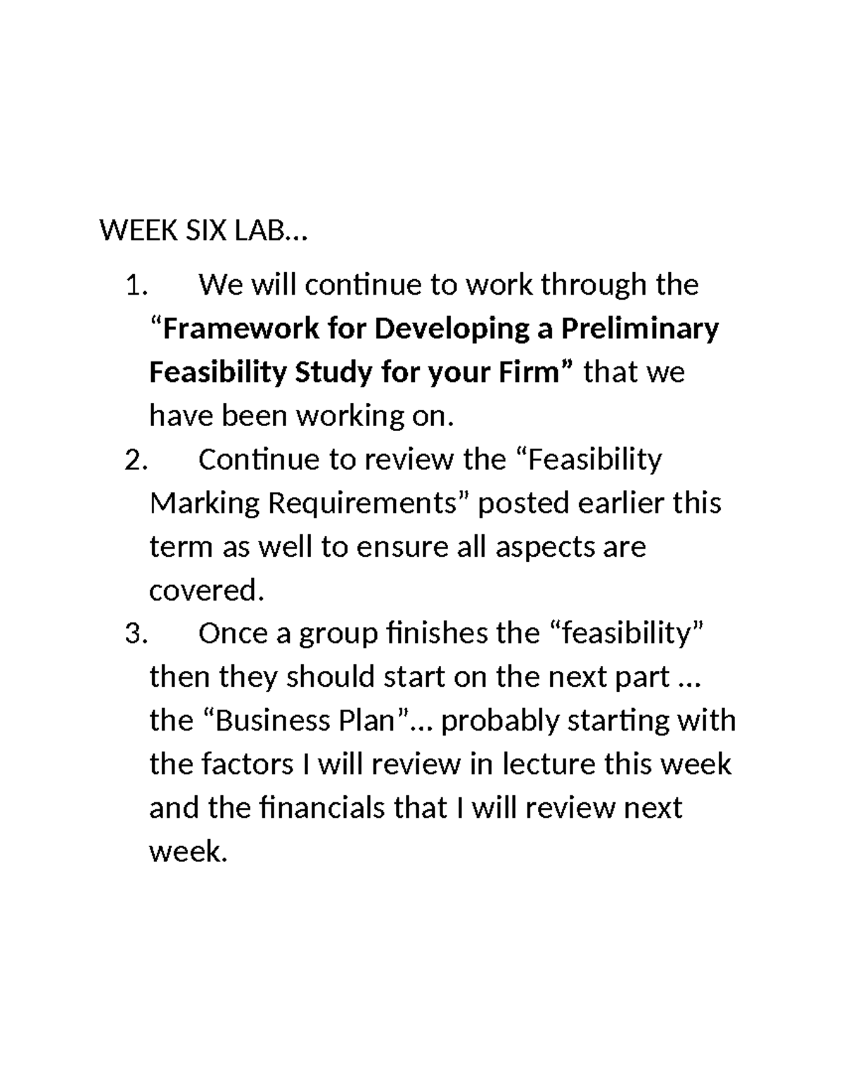 WEEK SIX LAB - 4850 - notes - WEEK SIX LAB... We will continue to work ...