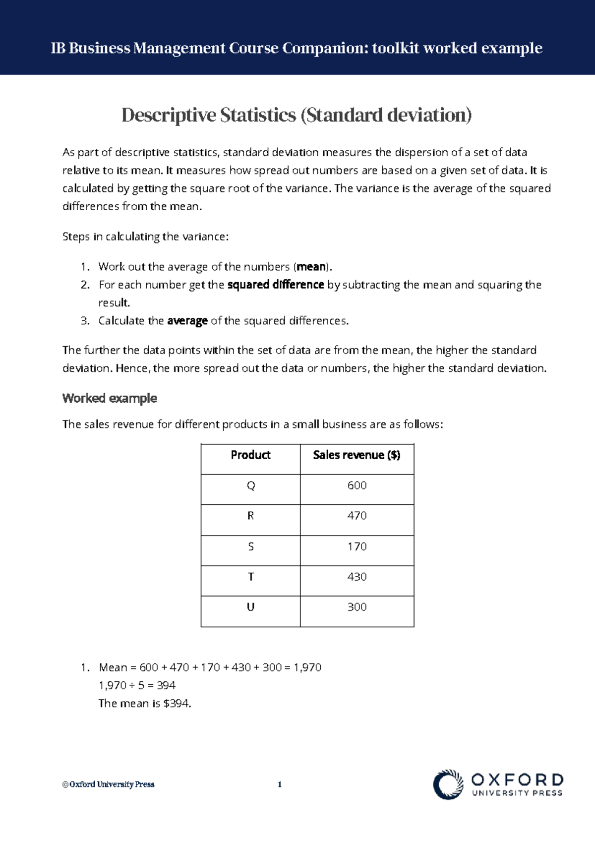 IB Business Management: Descriptive Stats & Standard Deviation Example ...