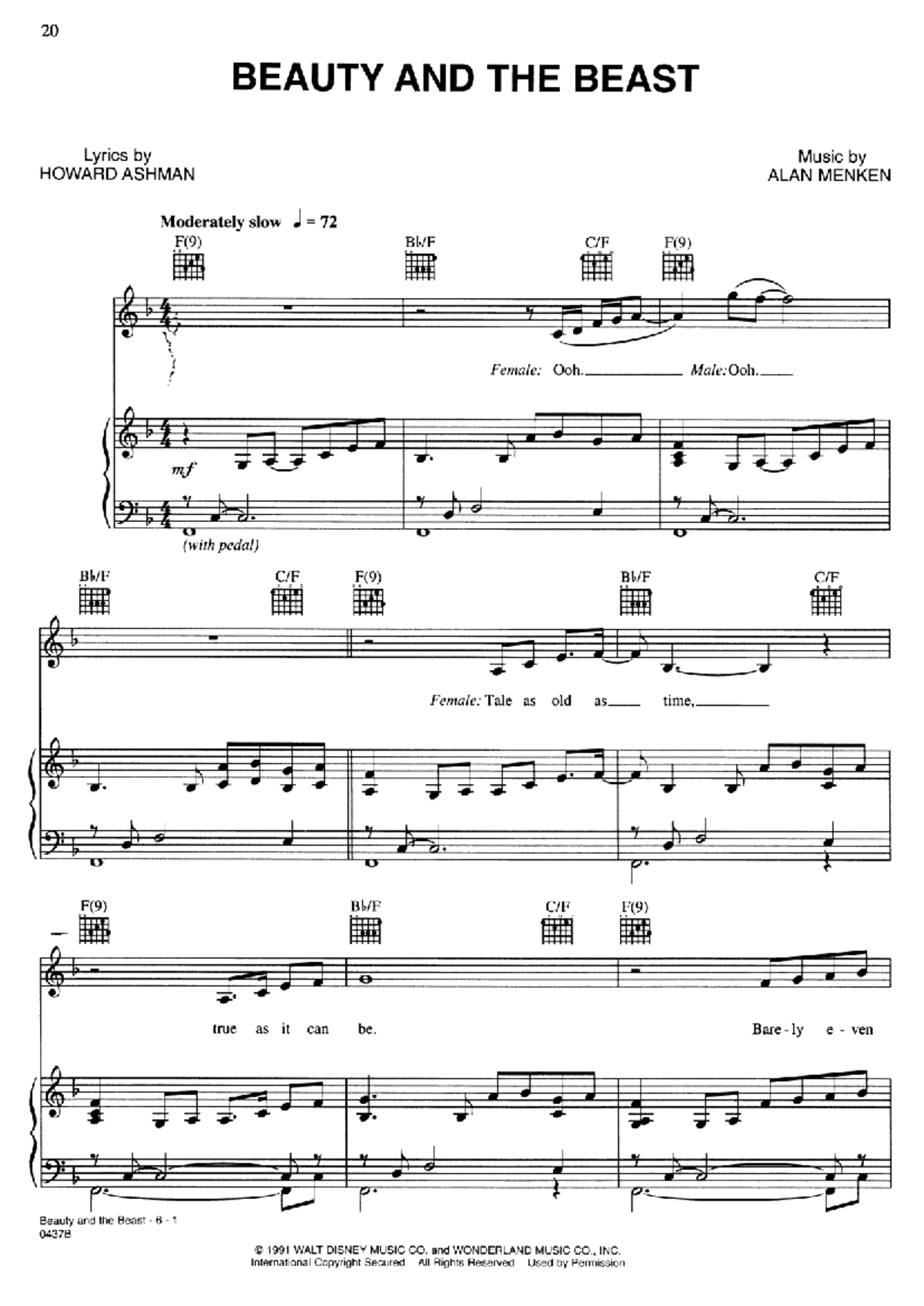 Beauty and the Beast - Piano Sheet Music (Moderately Slow) - Studocu