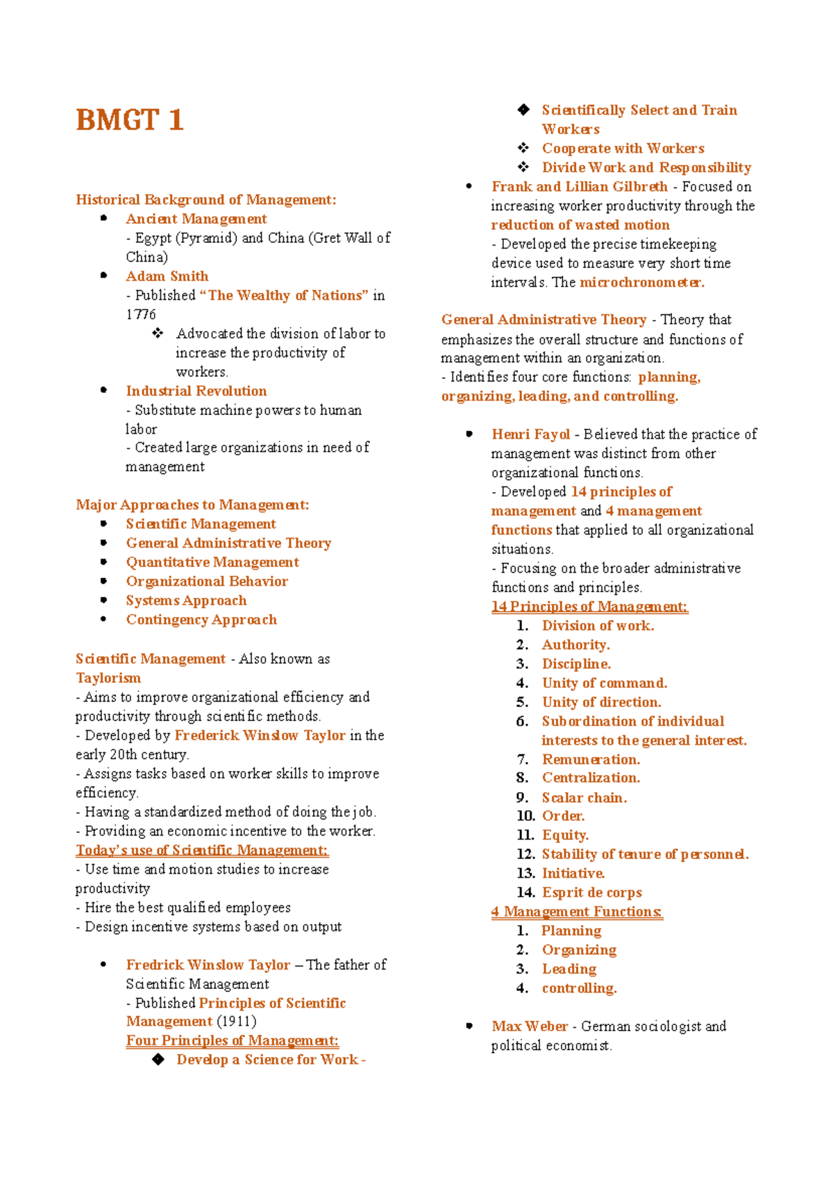 BMGT 1 - BMGT 1 notes/reviewer - BMGT 1 Historical Background of ...