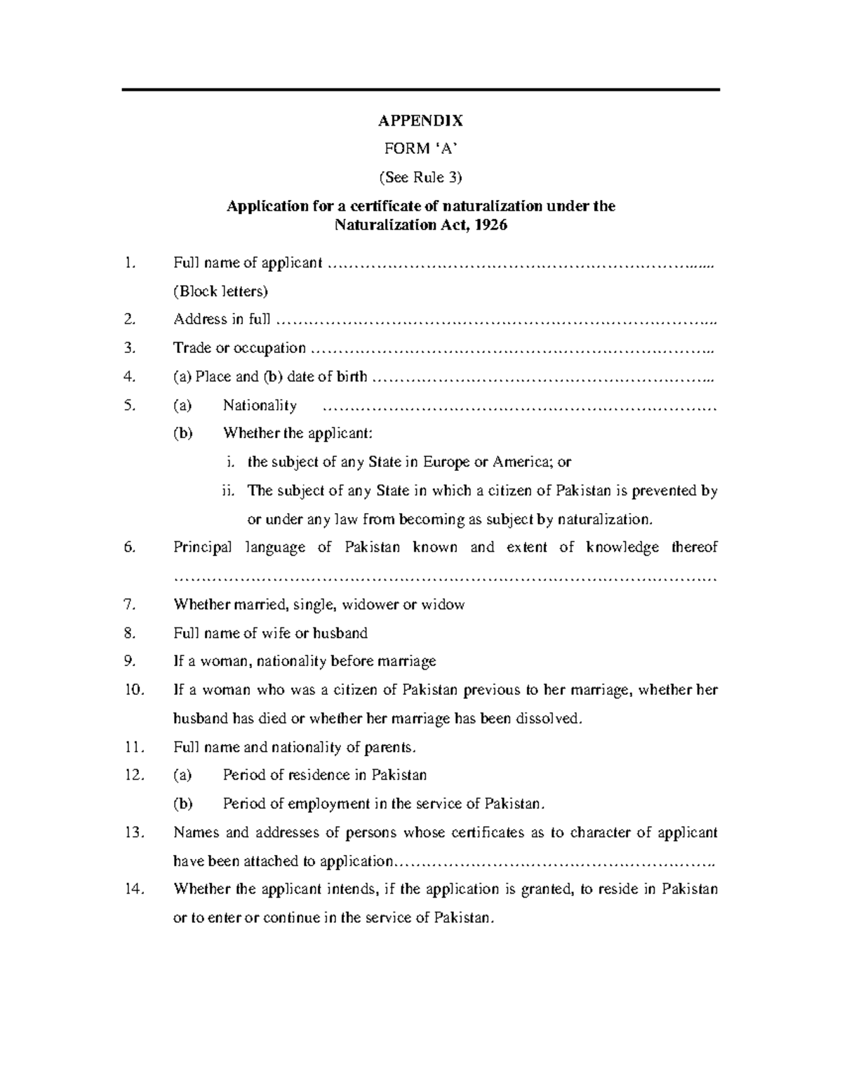 Application for Naturalization Certificate - Form A1 - Studocu