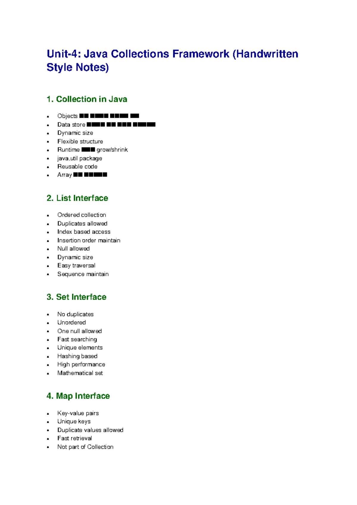 Java Collections Framework (Unit 4 Handwritten Notes) - Studocu