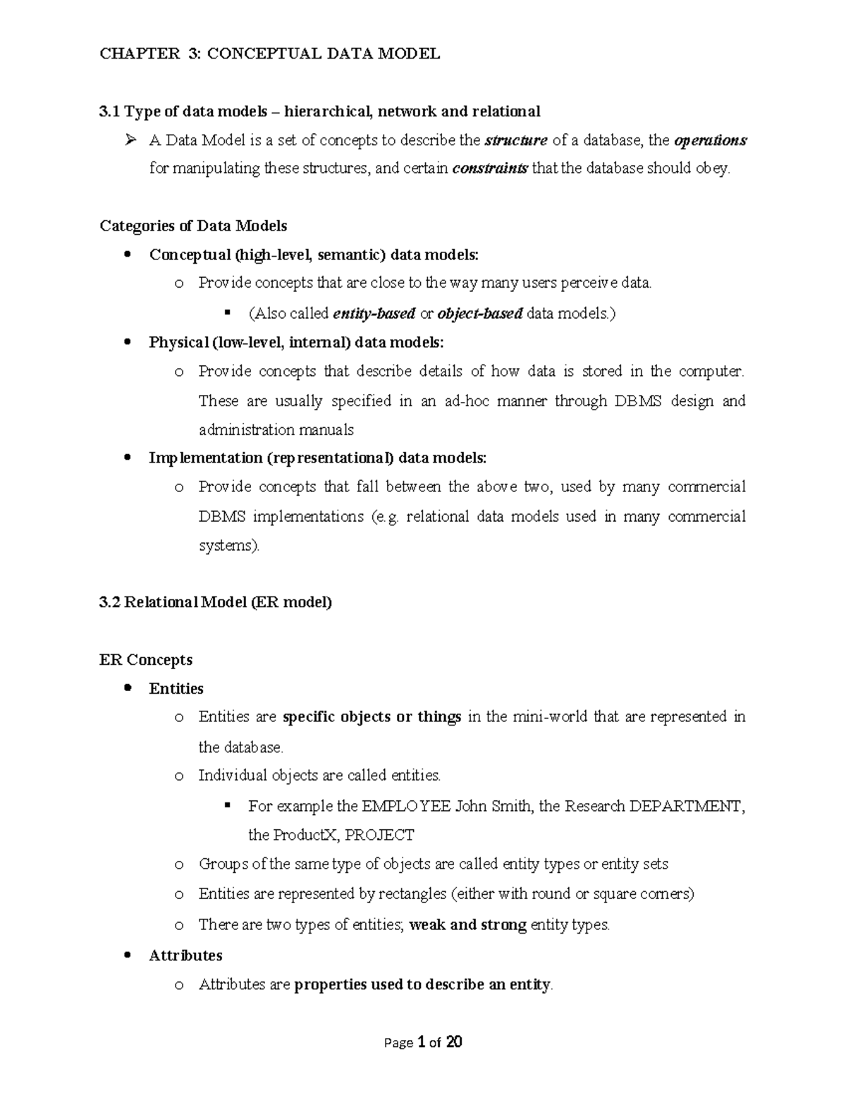 CHAPTER 3: CONCEPTUAL DATA MODEL - Types and Relationships - Studocu
