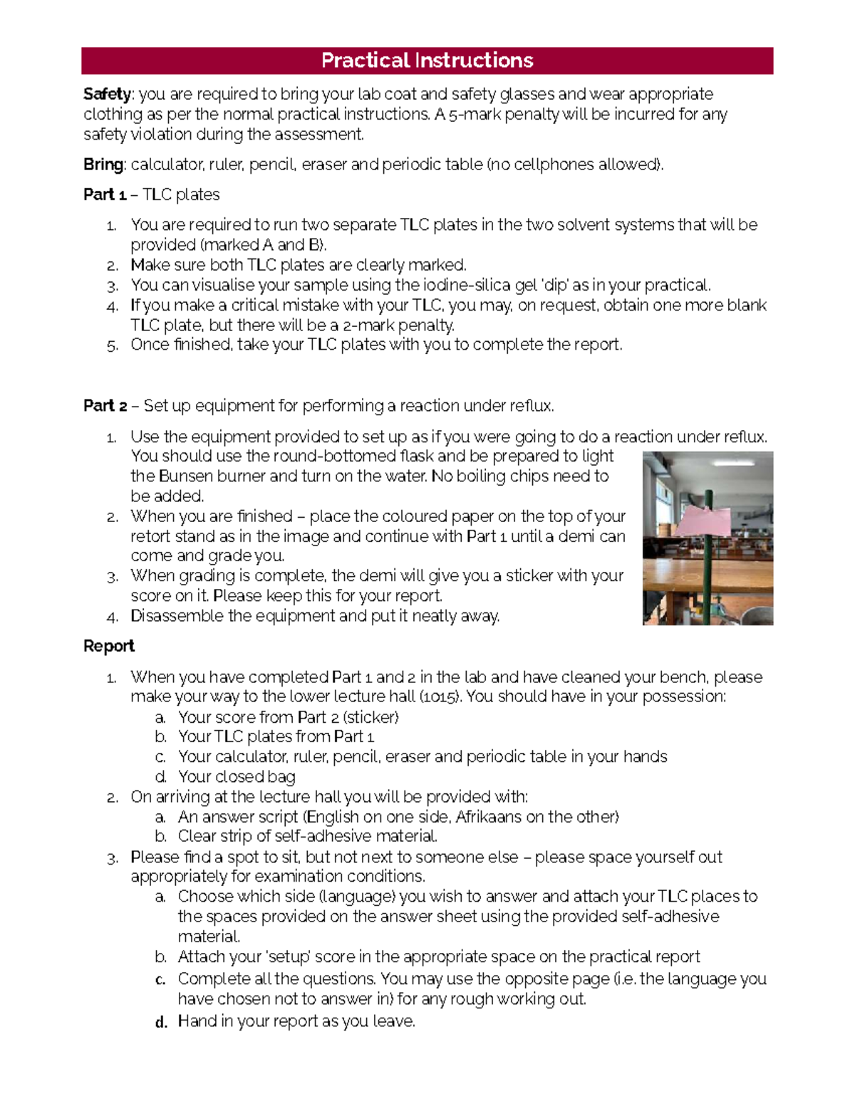 Lab Practical Instructions: Safety & TLC Setup for CHEM101 - Studocu