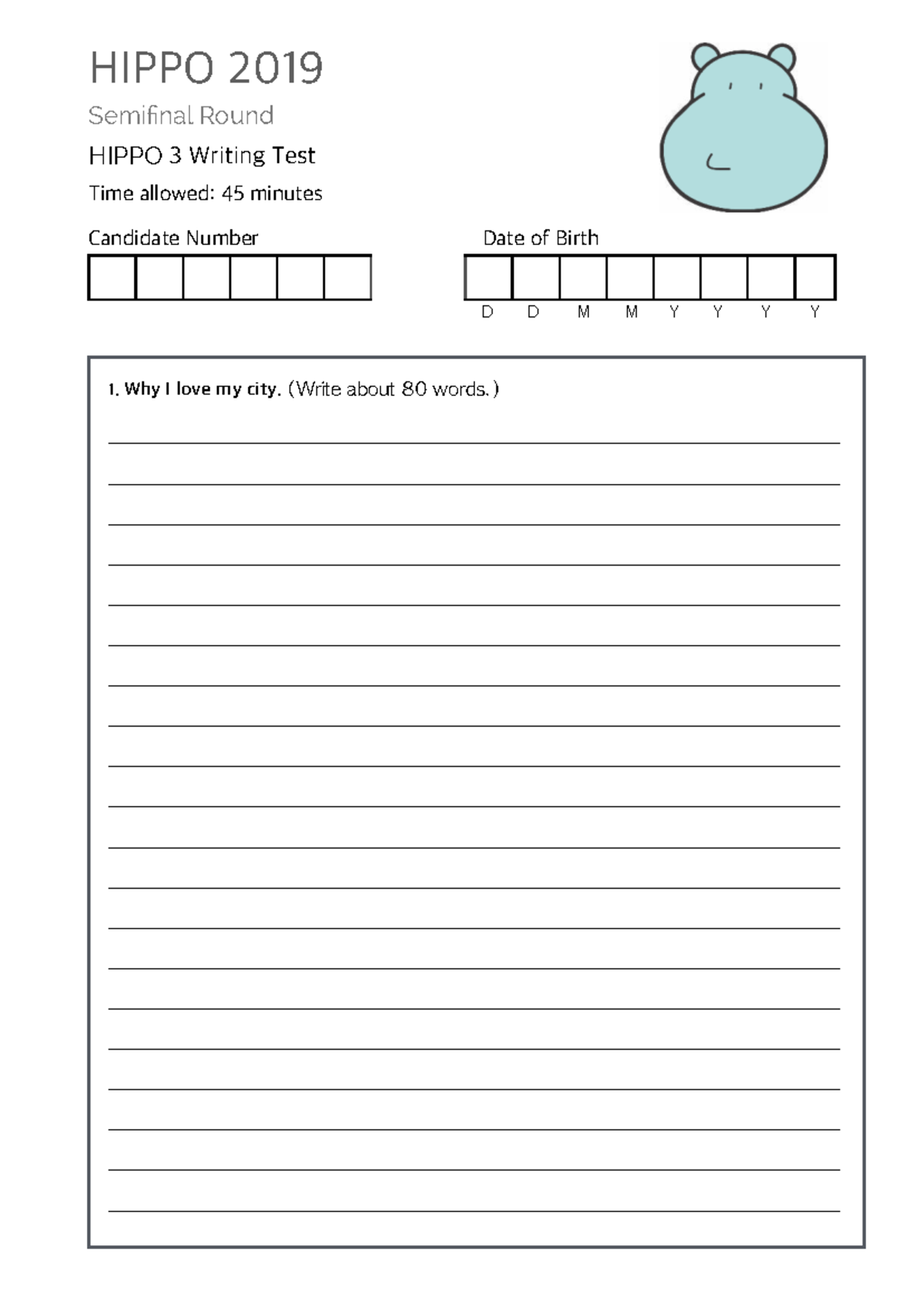 Hippo 3 Writing SF 2019 - test practice material - Semifinal Round ...