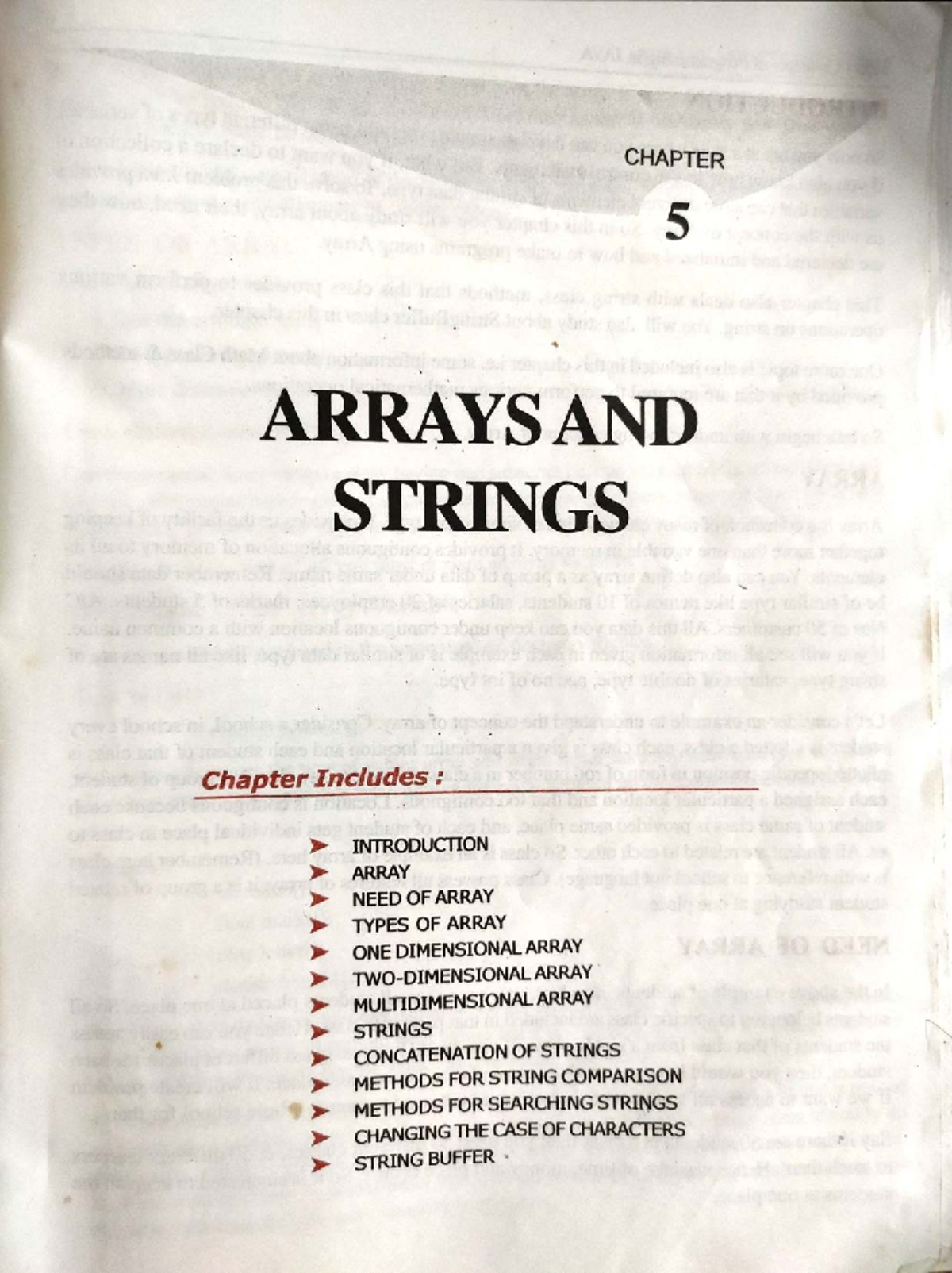 CHAPTER 5: ARRAYS AND STRINGS - Concepts in JAVA - Studocu