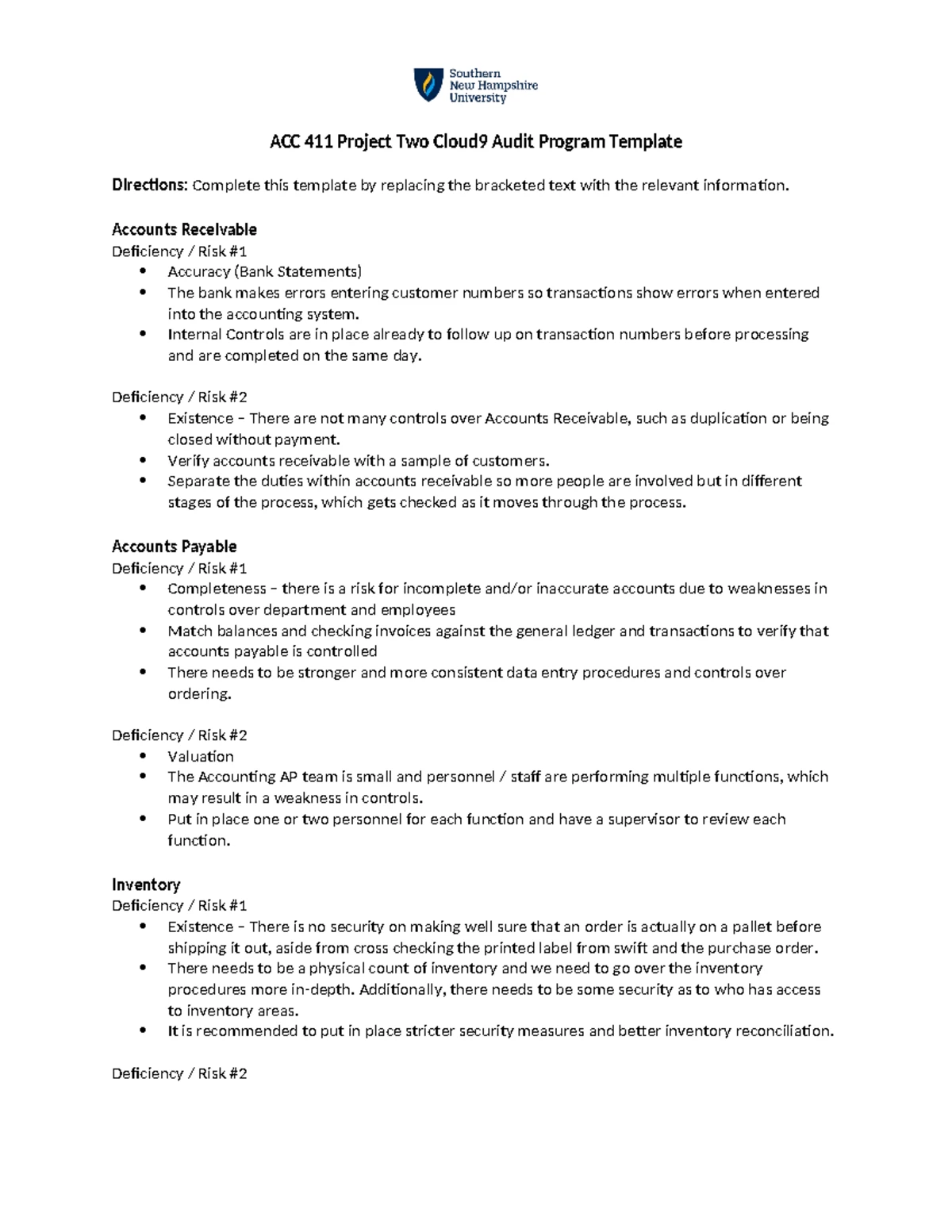 ACC 411 Assignment 5a: Audit Report Template for ABC Electronics - Studocu