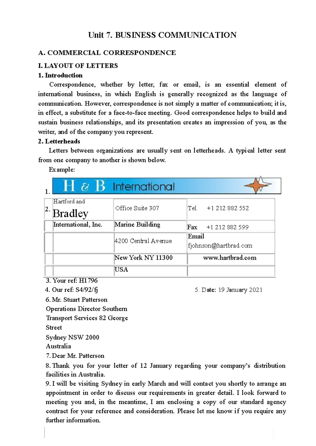 Unit 7: Business Communication - Layout of Letters and Correspondence ...