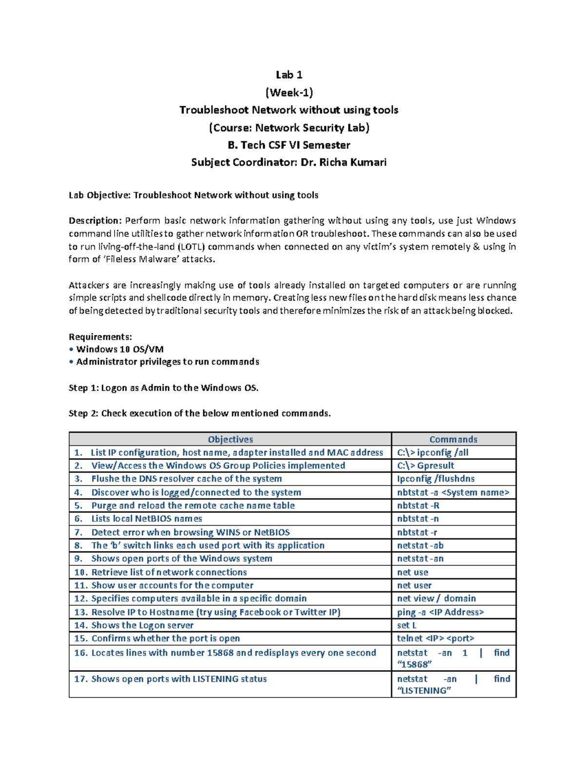 Lab 1: Troubleshooting Network Without Tools (Network Security Lab ...