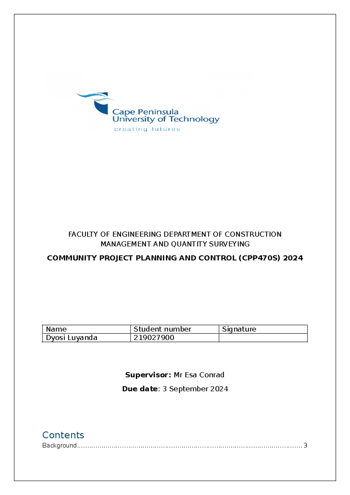 CPP470S Assignment 1 - Community Project Planning & Control Insights ...