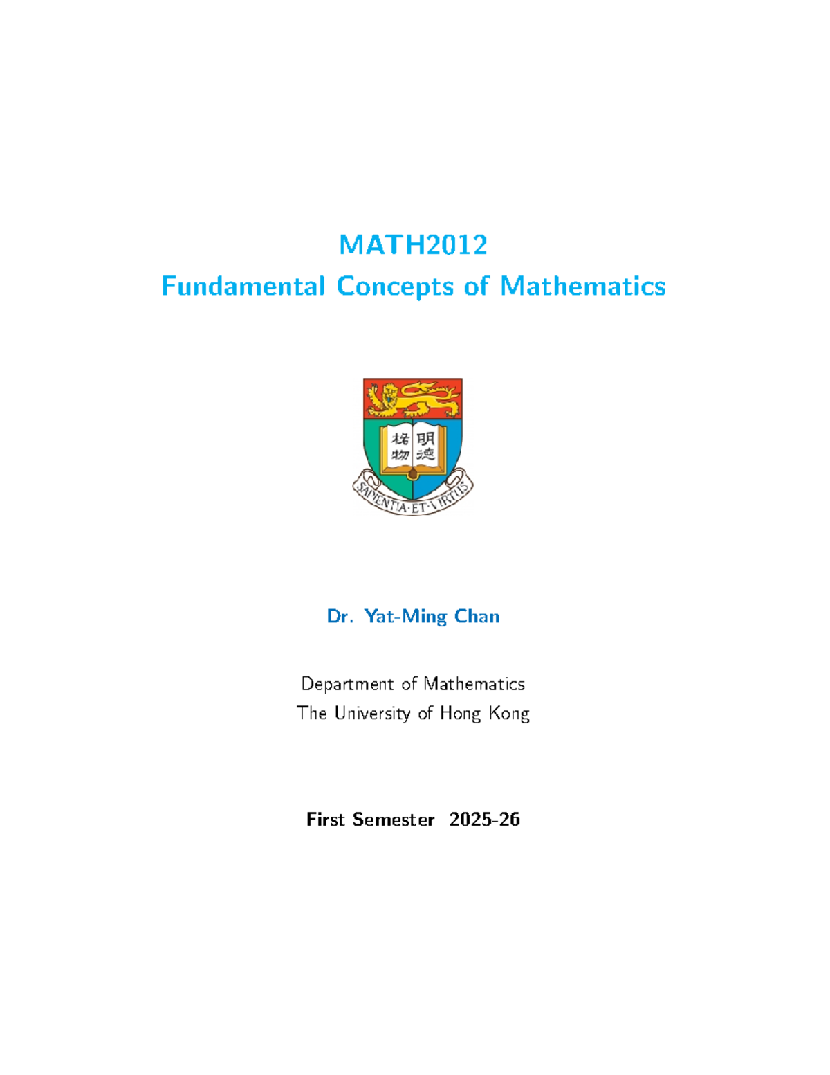 MATH2012 Chapter 1 Outline: Set Theory and Logic Concepts - Studocu