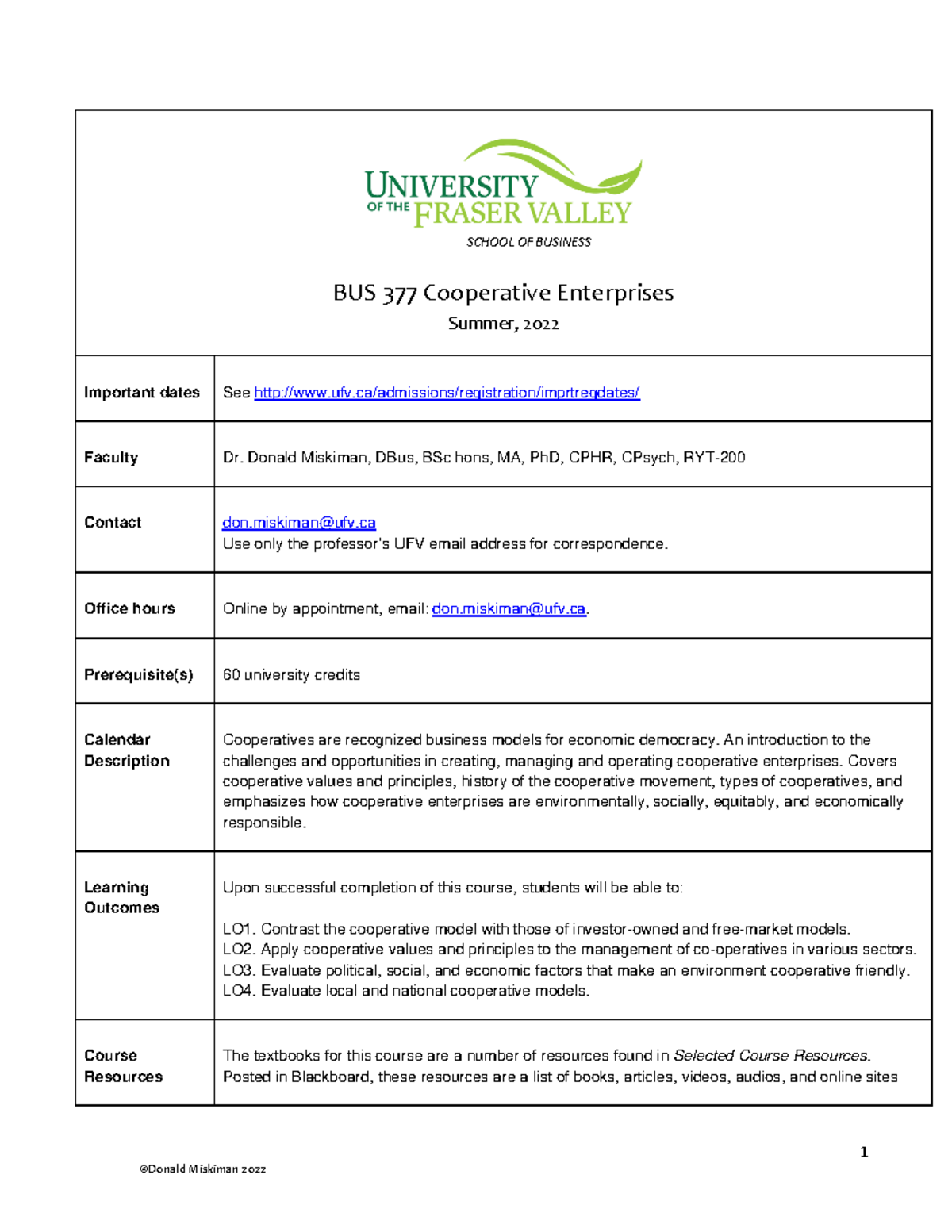 BUS 377 Course Outline & Key Recommendations for Success - Studocu