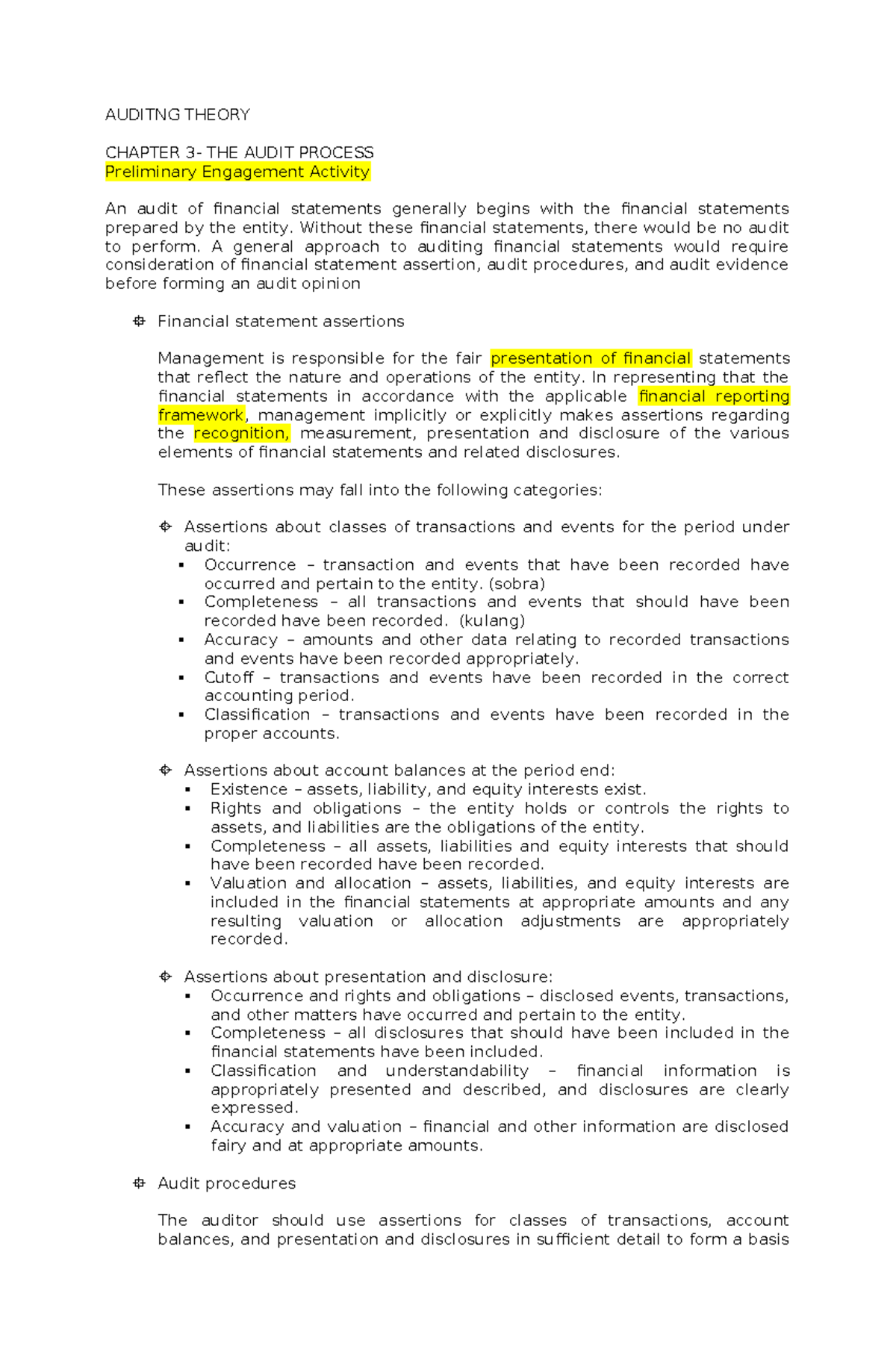 Midterm - AUDITNG THEORY: The Audit Process Overview - Studocu