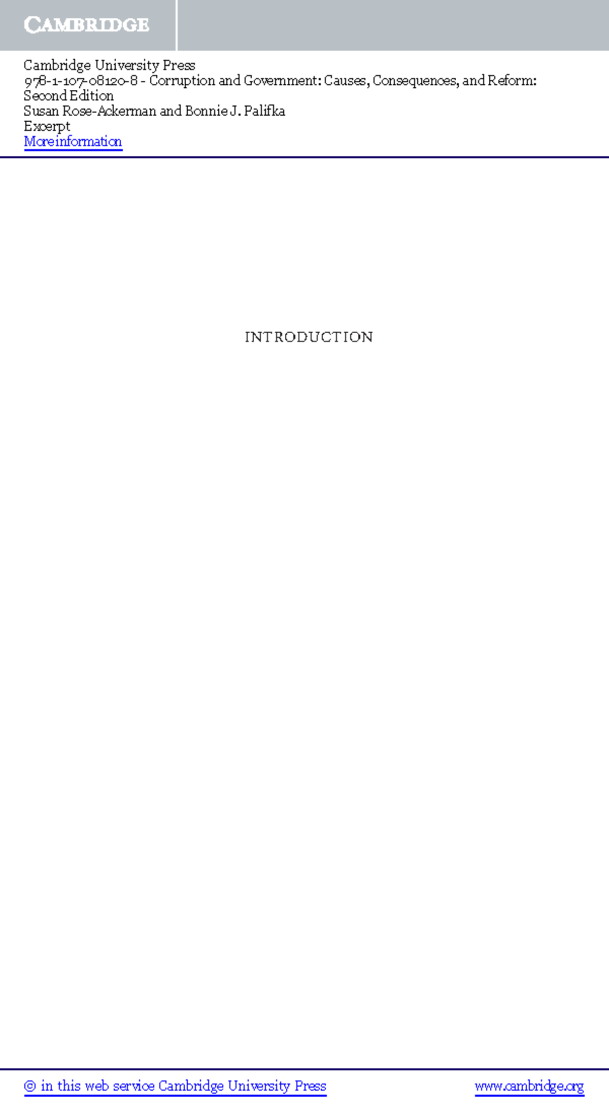 Corruption and Government: Causes, Consequences, and Reform (CUP ...