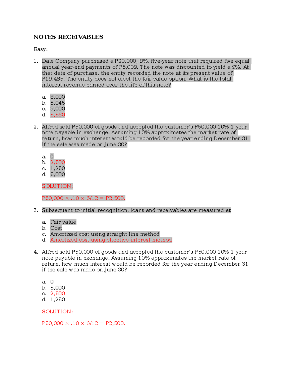 NOTES RECEIVABLES: Key Concepts and Solutions for Exam Prep - Studocu
