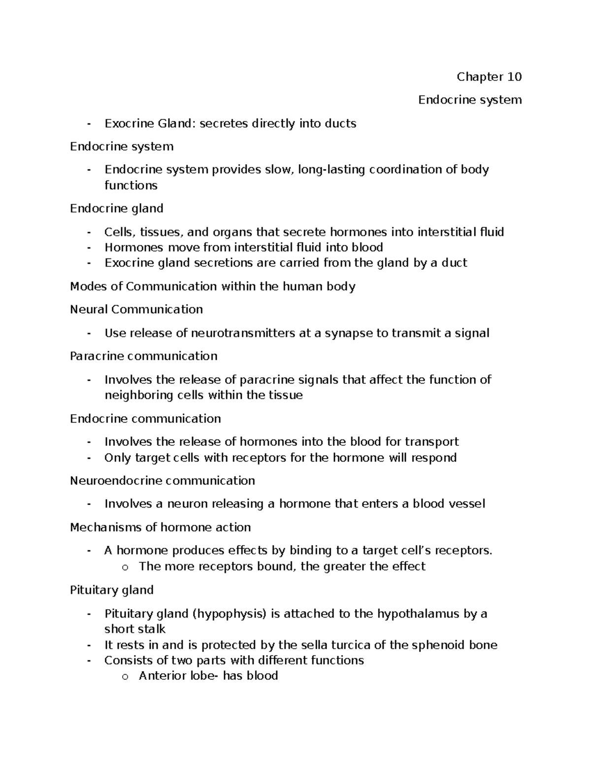 Chapter 10: Overview of the Endocrine System and Hormonal Functions ...