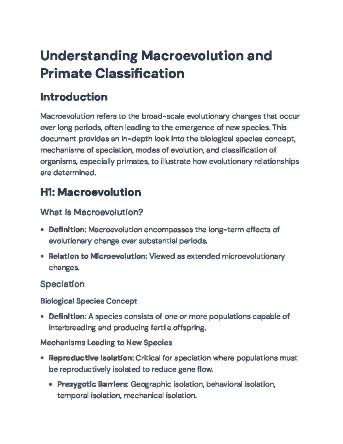 Macroevolution and Primate Classification Overview - Understanding ...