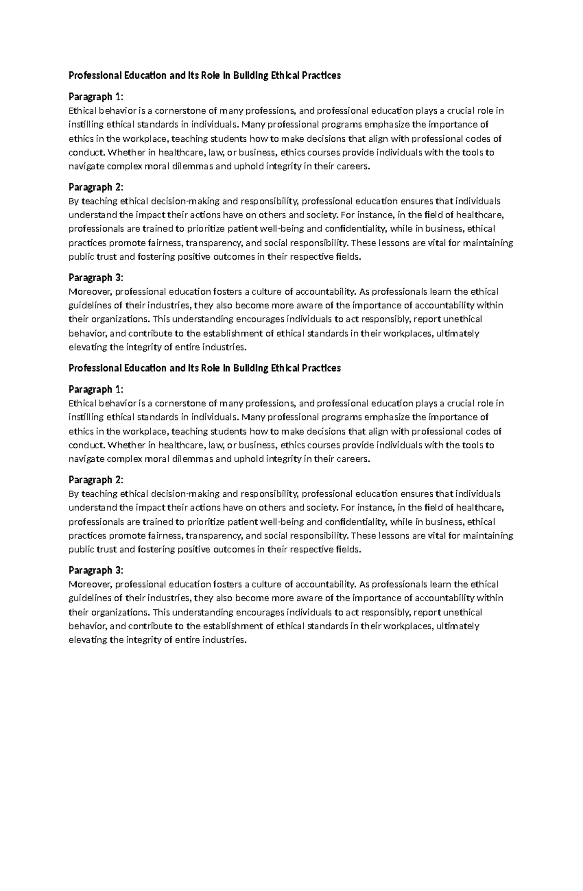 Professional Education and Its Role in Building Ethical Practices ...