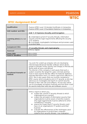 BTEC National Computing Student Book - (Chapter 7 IT Systems Security ...