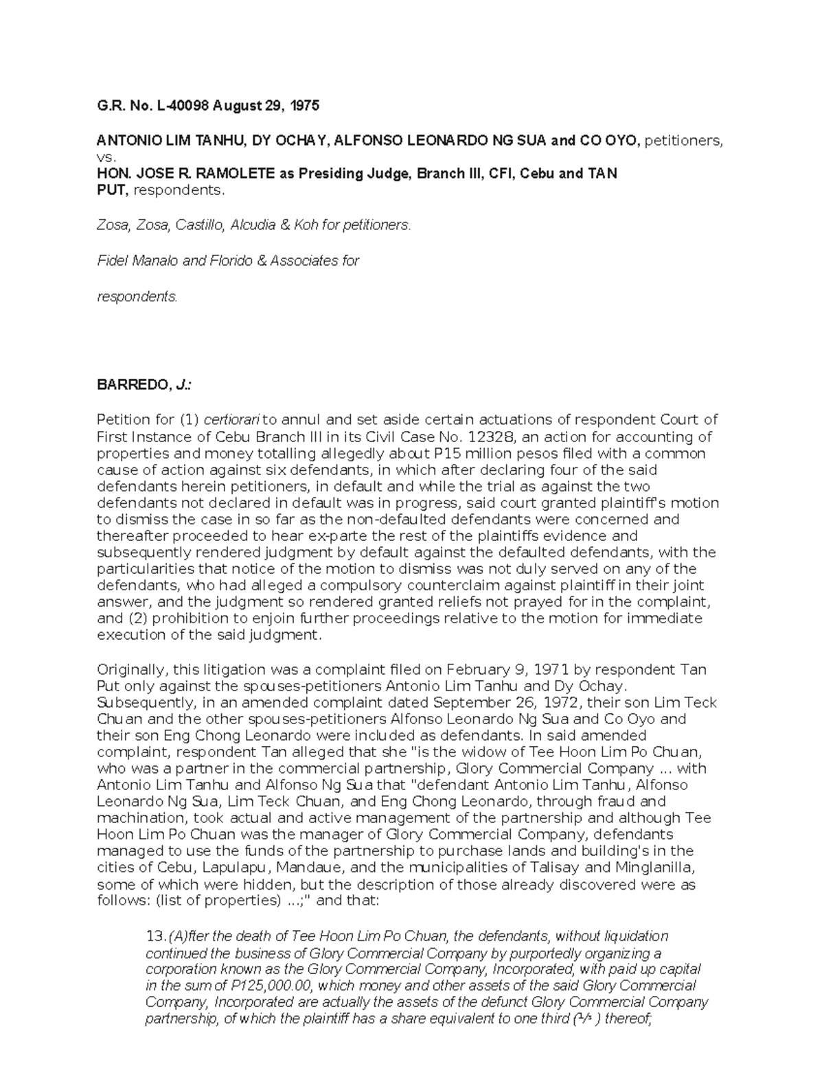 G.R. No. 12328: Petition for Certiorari and Prohibition in Civil Case ...