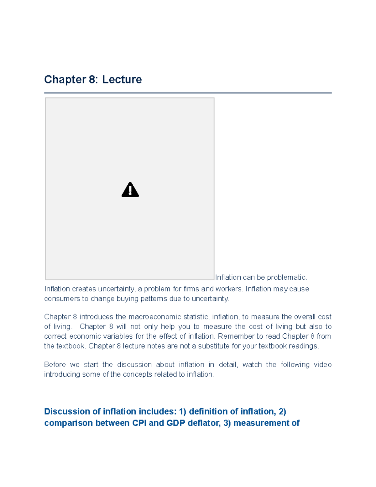 ECO 101: Chapter 8 Lecture Notes on Inflation and Economic Variables ...