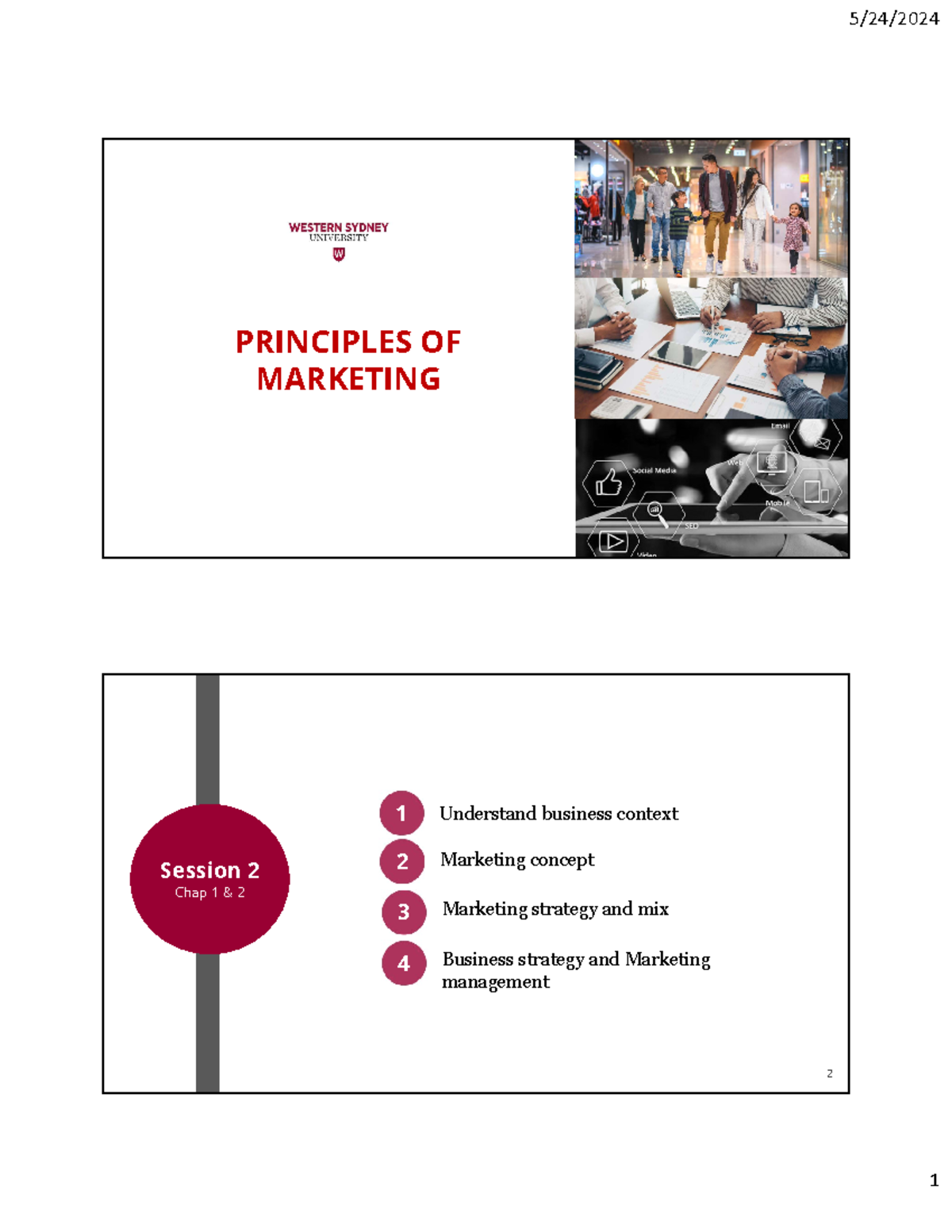 S2 Chap 1 & 2 Summary - pmk note - 1 PRINCIPLES OF MARKETING Session 2 ...